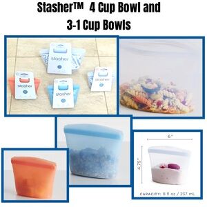 Stasher™  4 Cup Bowl and 3- 1 Cup Bowls